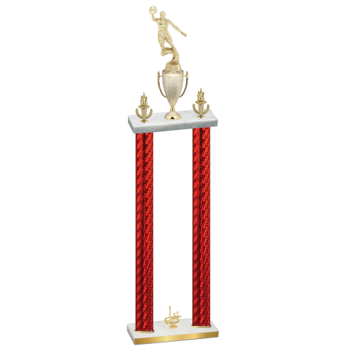 Double Red Carbon Fiber First Place Basketball Trophy