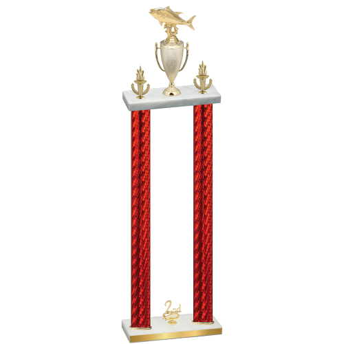 Double Red Carbon Fiber Second Place Fishing Trophy