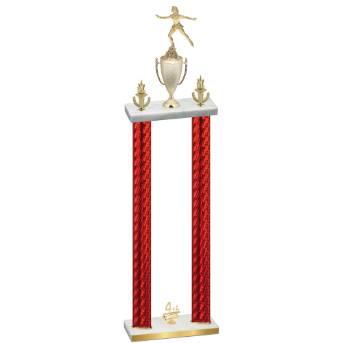 Double Red Carbon Fiber Fourth Place Skater Trophy