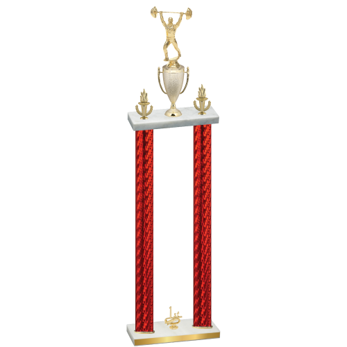 Double Red Carbon Fiber First Place Weights Trophy
