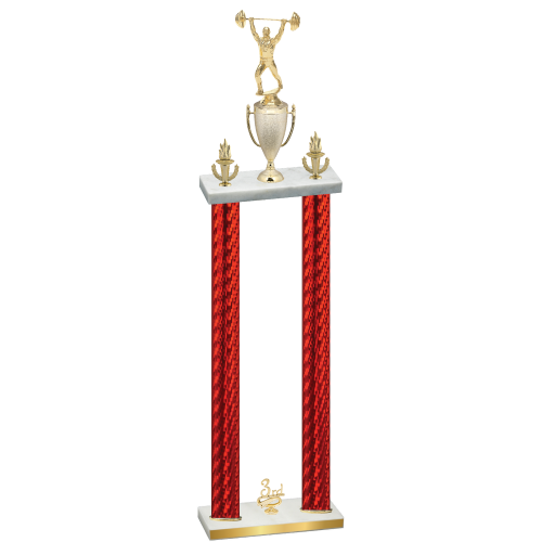 Double Red Carbon Fiber Third Place Weights Trophy