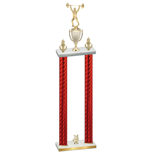 Double Red Carbon Fiber Year Weights Trophy