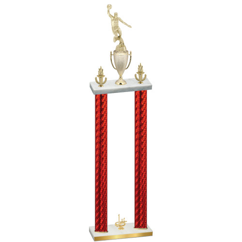 Double Red Carbon Fiber First Place Basketball Trophy