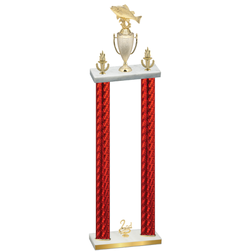 Double Red Carbon Fiber Second Place Fishing Trophy