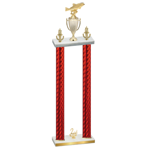 Double Red Carbon Fiber Second Place Fishing Trophy