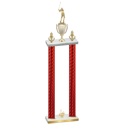 Double Red Carbon Fiber First Place Golf Trophy