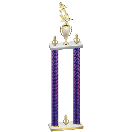 Double Purple Carbon Fiber Victory Football Trophy