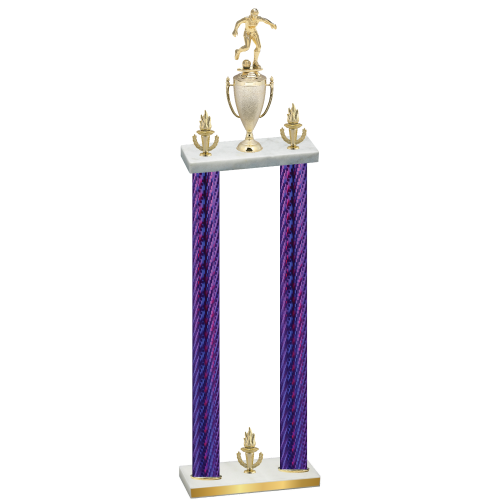 Double Purple Carbon Fiber Victory Soccer Trophy