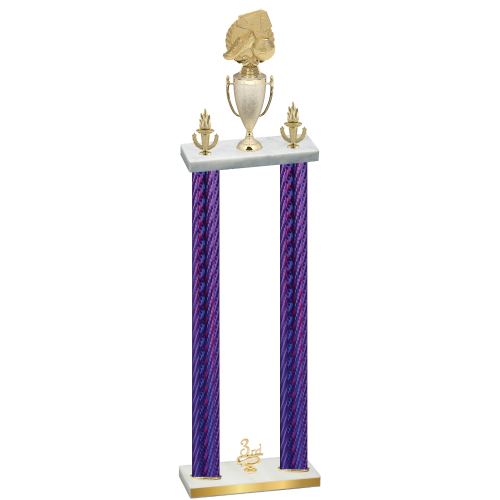 Double Purple Carbon Fiber Third Place Soccer Trophy