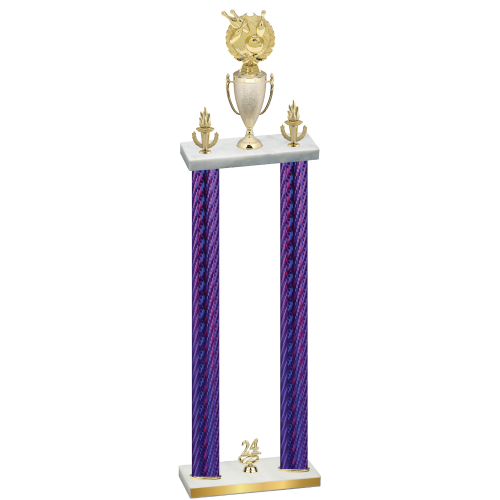 Double Purple Carbon Fiber Year Bowling Trophy