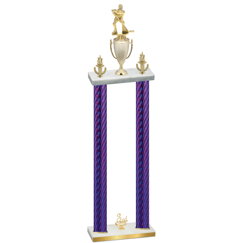 Double Purple Carbon Fiber Third Place Hockey Trophy