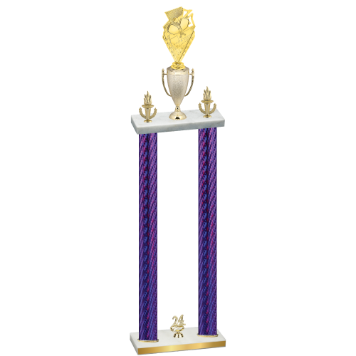 Double Purple Carbon Fiber Year Pickleball Trophy