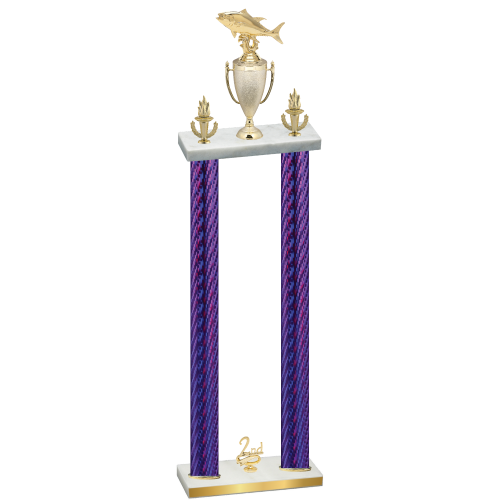 Double Purple Carbon Fiber Second Place Fishing Trophy