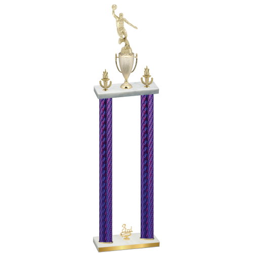 Double Purple Carbon Fiber Third Place Basketball Trophy