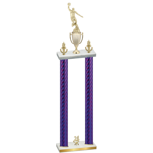 Double Purple Carbon Fiber Year Basketball Trophy