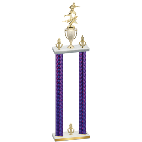 Double Purple Carbon Fiber Victory Flag Football Trophy