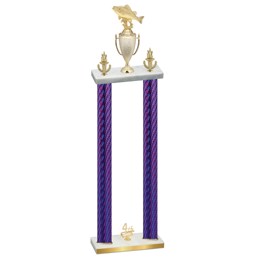 Double Purple Carbon Fiber Fourth Place Fishing Trophy
