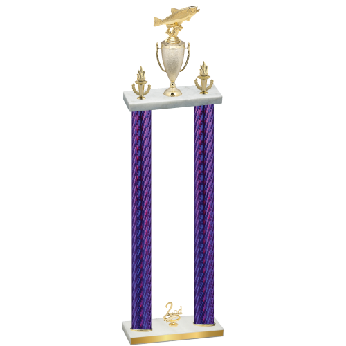 Double Purple Carbon Fiber Second Place Fishing Trophy