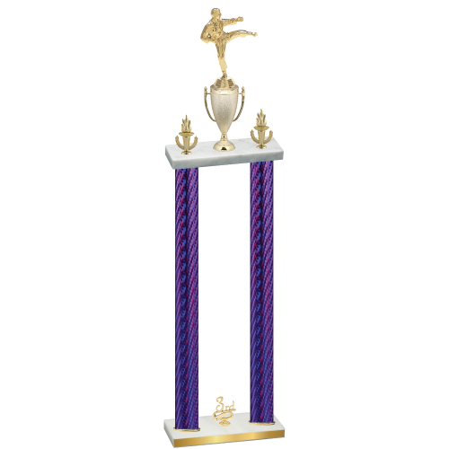 Double Purple Carbon Fiber Third Place Karate Trophy