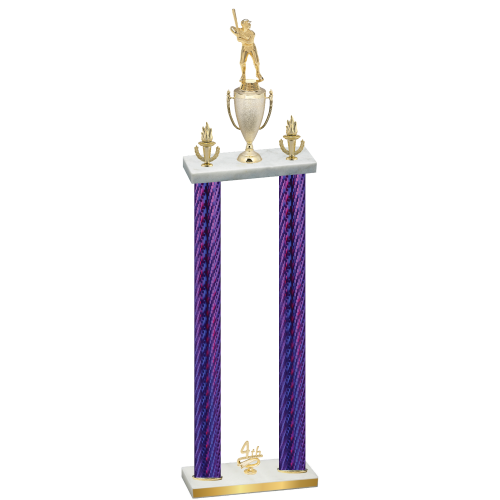 Double Purple Carbon Fiber Fourth Place Baseball Trophy