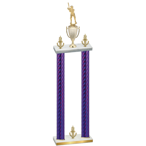 Double Purple Carbon Fiber Victory Baseball Trophy