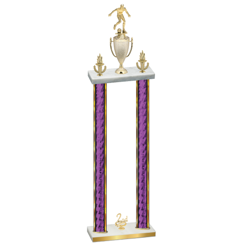 Double Purple Glacier Second Place Soccer Trophy