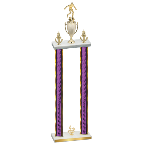 Double Purple Glacier Fourth Place Soccer Trophy