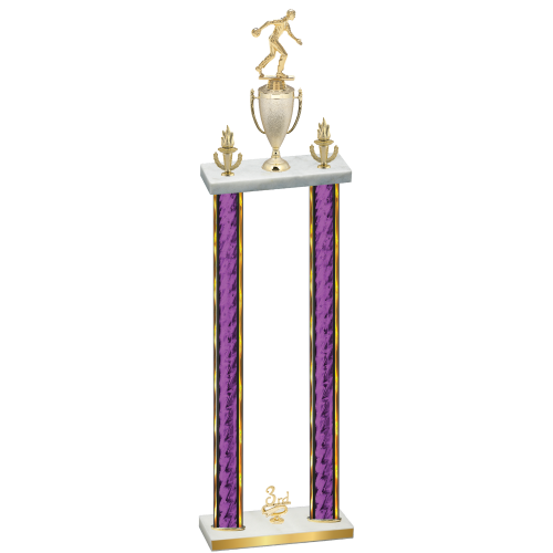 Double Purple Glacier Third Place Bowling Trophy