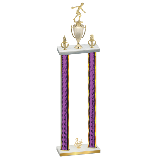 Double Purple Glacier Third Place Bowling Trophy