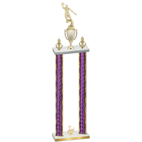 Double Purple Glacier Second Place Basketball Trophy
