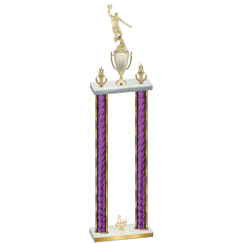 Double Purple Glacier Third Place Basketball Trophy