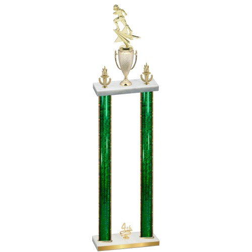 Double Green Glacier Fourth Place Football Trophy
