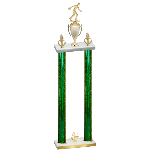 Double Green Glacier Fourth Place Bowling Trophy