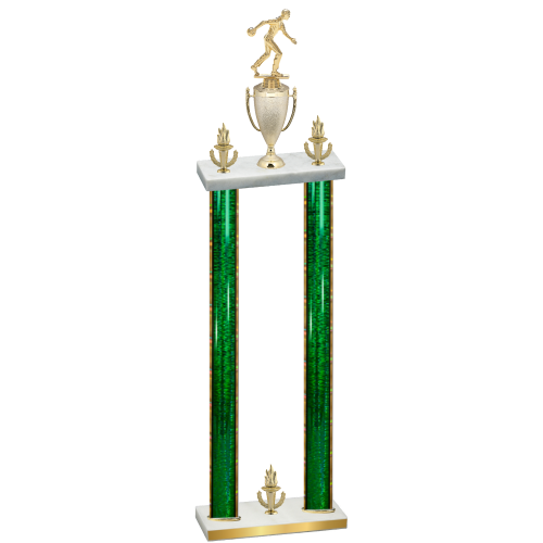 Double Green Glacier Victory Bowling Trophy