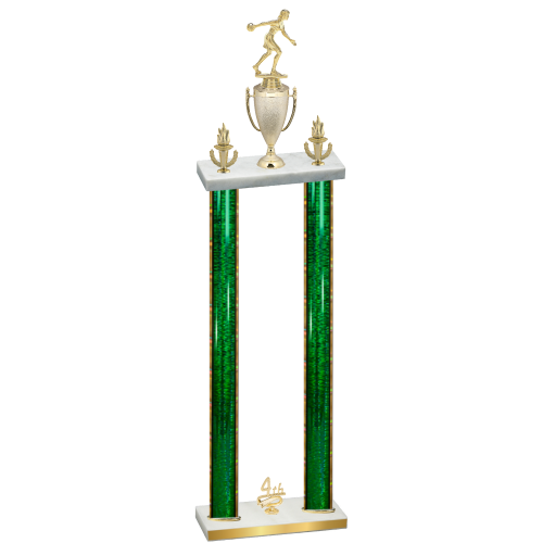 Double Green Glacier Fourth Place Bowling Trophy