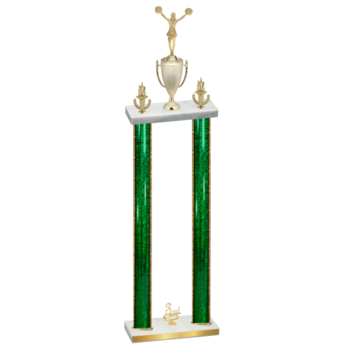 Double Green Glacier Third Place Cheerleading Trophy