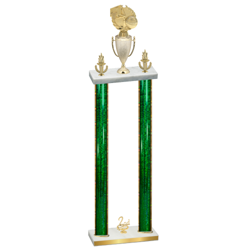 Double Green Glacier Second Place Basketball Trophy