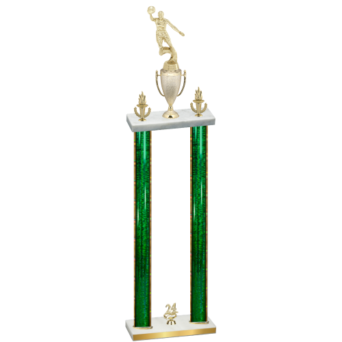 Double Green Glacier Year Basketball Trophy