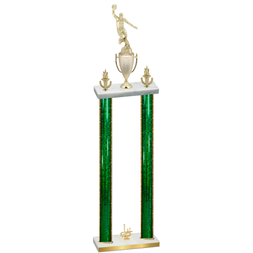 Double Green Glacier First Place Basketball Trophy