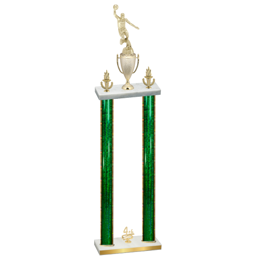 Double Green Glacier Fourth Place Basketball Trophy