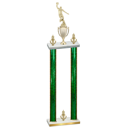 Double Green Glacier Victory Basketball Trophy