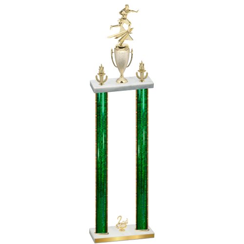 Double Green Glacier Second Place Flag Football Trophy