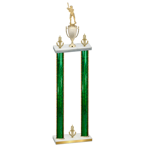 Double Green Glacier Victory Baseball Trophy
