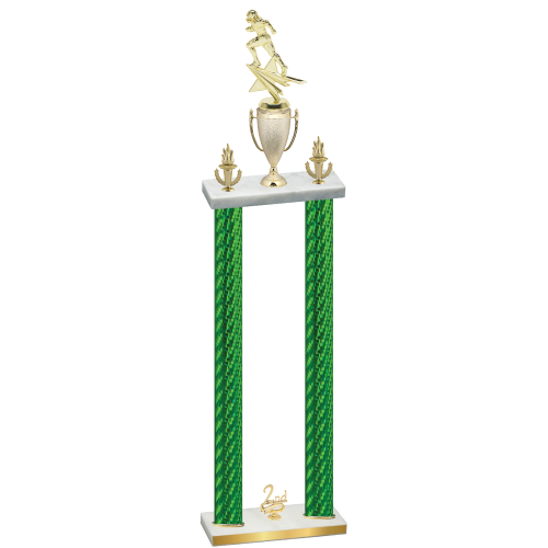Double Green Carbon Fiber Second Place Football Trophy