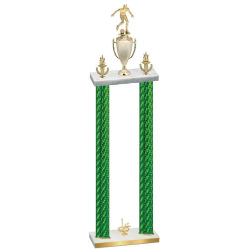 Double Green Carbon Fiber First Place Soccer Trophy