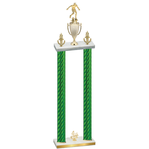 Double Green Carbon Fiber Fourth Place Soccer Trophy