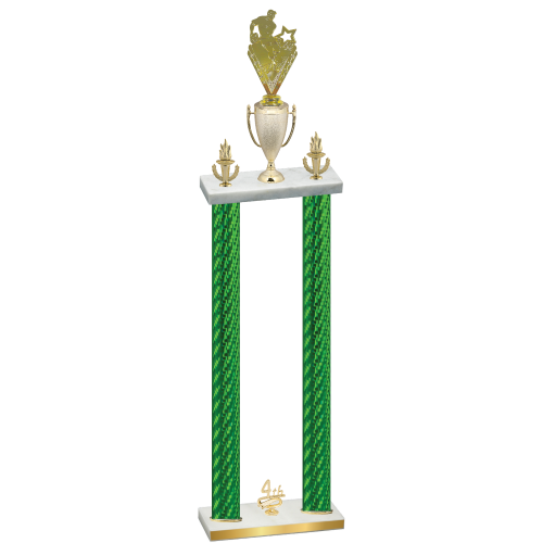 Double Green Carbon Fiber Fourth Place Rugby Trophy
