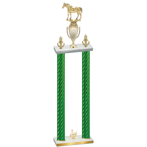 Double Green Carbon Fiber Third Place Horses Trophy