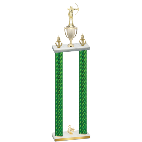 Double Green Carbon Fiber Third Place Archery Trophy