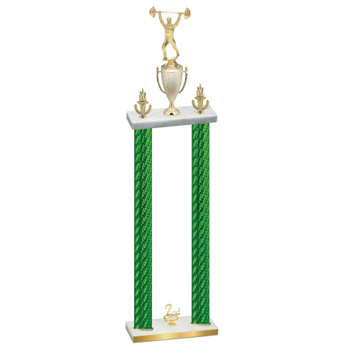 Double Green Carbon Fiber Second Place Weights Trophy